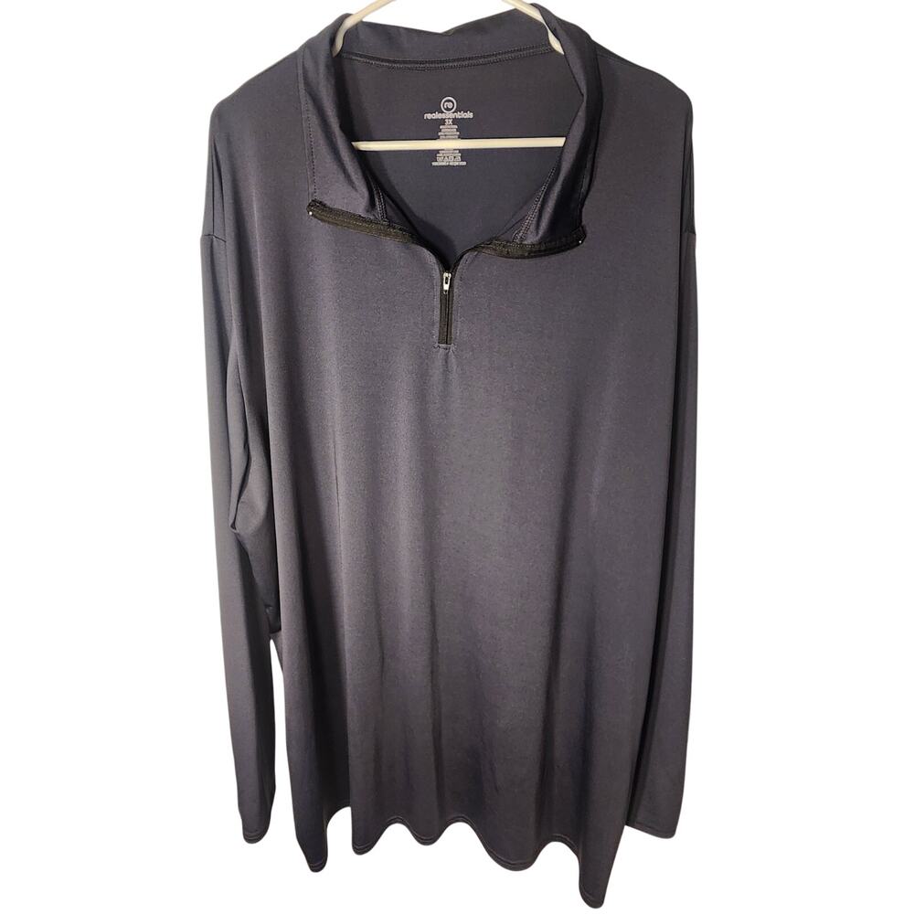 Real Essentials Mens 3XL Long Sleeve 1/4 Zip Pullover Shirt Dark Gray Active